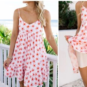 Pink Lily Keep Blooming in Ditzy Daisy Mini Dress BLUE